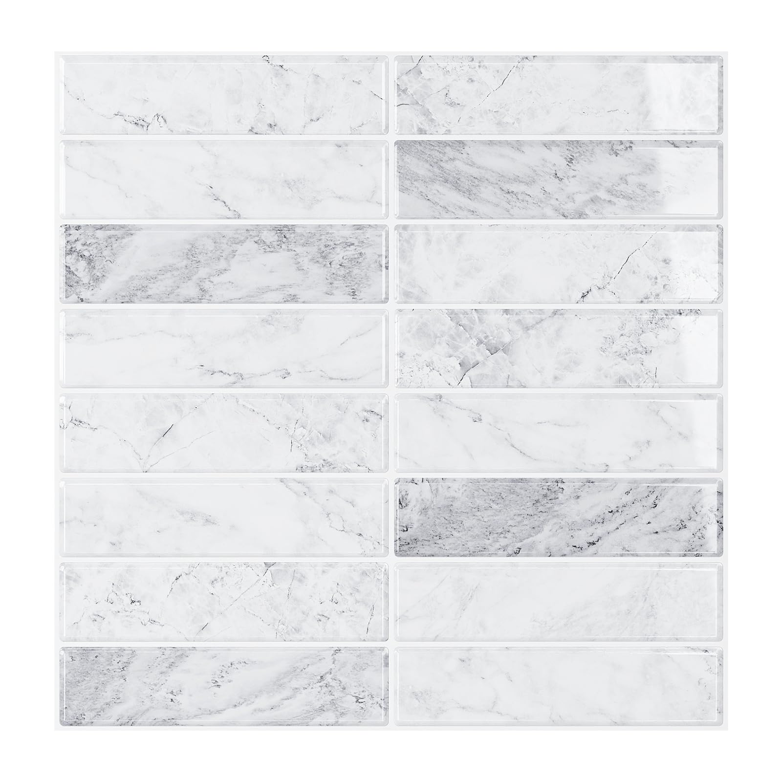 VEELIKE Marble Peel and Stick Backsplash for Kitchen Backsplash Tile Peel and Stick Waterproof Grey Wall Tiles for Bathroom Laundry Room 6 Sheets Renter Friendly Stick on Tile Stickers 12''x12''