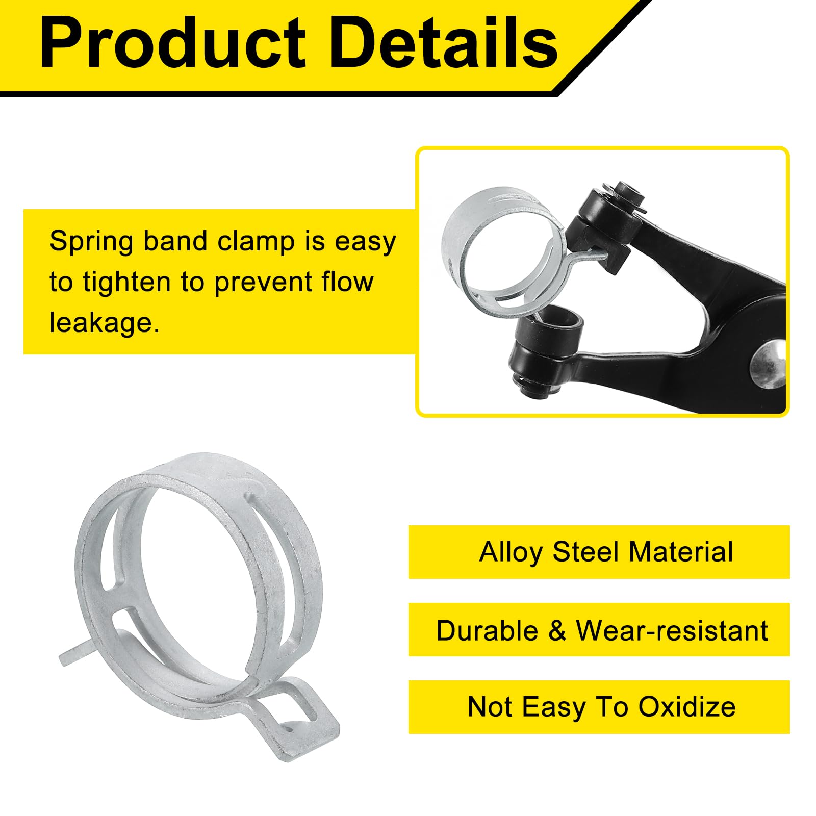 Sourcingmap 10Pcs Spring Band Type Action Fuel/Silicone Vacuum Hose Pipe Clamp - Image 3