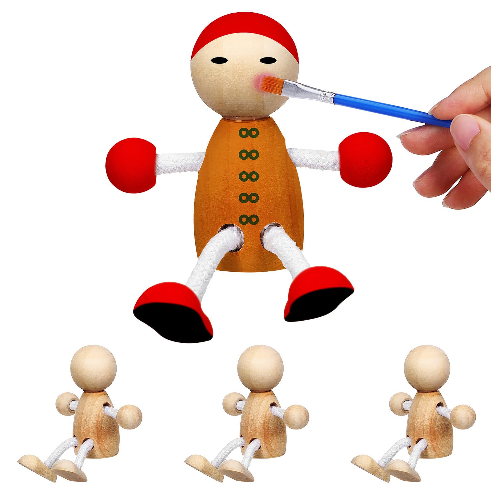 DOITOOL 16 Piezas Muñecos de Madera sin Pintar para Manualidades de Figuras Pequeñas de Madera para Pintar Juguetes para Adolescentes Decoración del Hogar Artesanal