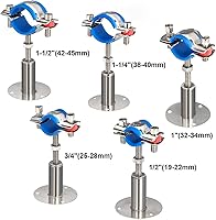 Vista 7 de Kodilin 4PCS 304 Stainless Steel Wall Mount Ceiling Mount Pipe Supports,Suitable for OD Pipe 3/4"(25-28mm),Adjustable Height 50-100mm,Adjustable