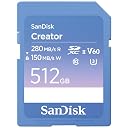 SanDisk Creator SD UHS-II Card 512GB, Read speeds up to 280MB/s, Write speeds up to 150MB/s, 4K UHD/6K Video, V60, 1 Month Adobe Creative Cloud Included gallery image