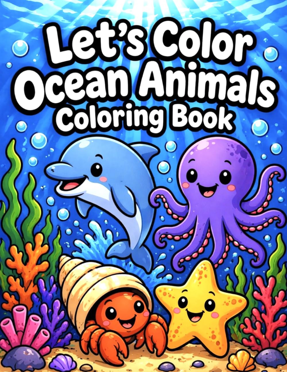 Let’s Color Ocean Animals Coloring Book: Fun Underwater Coloring Pages for Kids Ages 3-6 | Dolphins, Octopus, Starfish and More (Let's Color Series)