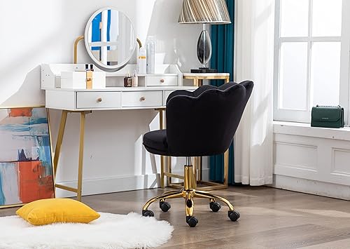 Miniatura 5 de ZOBIDO Cómoda silla de trabajo para oficina en casa con ruedas, bonita y moderna silla de escritorio giratoria ajustable de terciopelo tapizada con