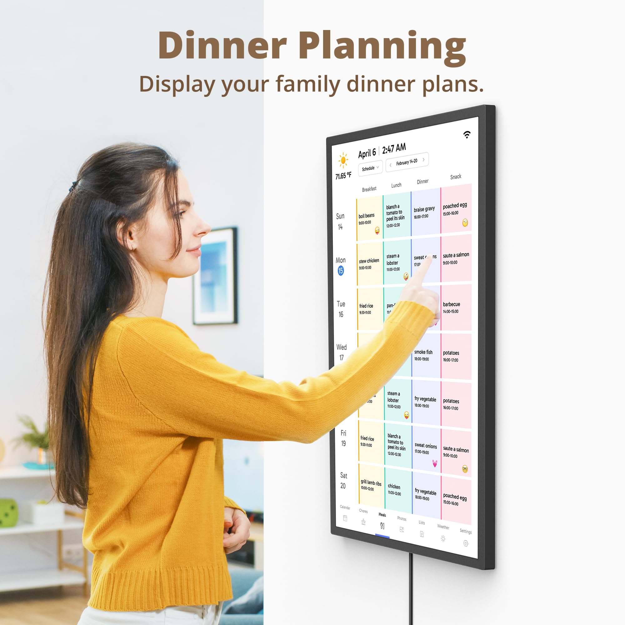Dragon Touch Calendario, calendario digital de pared de 32 pulgadas, planificador familiar de pared, pantalla táctil interactiva Full HD 1080P, gráfico inteligente de tareas y organización del hogar