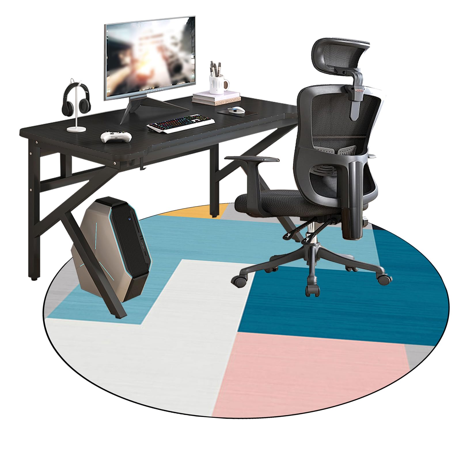 140 cm Redondo Alfombra Silla Gaming, Alfombra Multiusos para el Hogar, Protector Suelo Silla Ruedas, Alfombra de Protección de Suelo, Alfombra de Suelo para Suelos Duros, Laminado