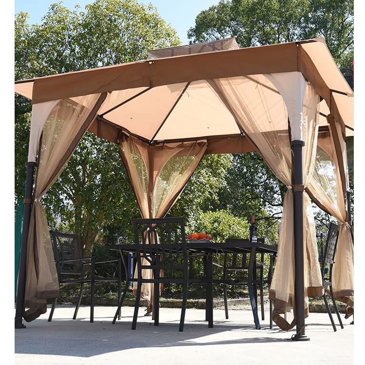 Amazon.co.jp: 9.8フィート パティオ屋外ガゼボ 二重屋根ソフト