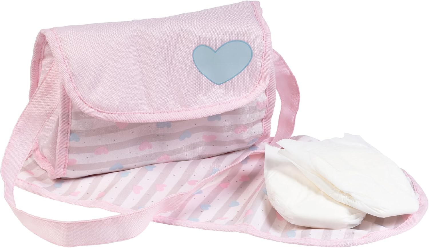 Adora Baby Doll Diaper Bag with Sturdy Straps, Includes Changing Mat and 2 Doll Diapers (Fits 13" Dolls), for Ages 3+ - Zig Zag Print
