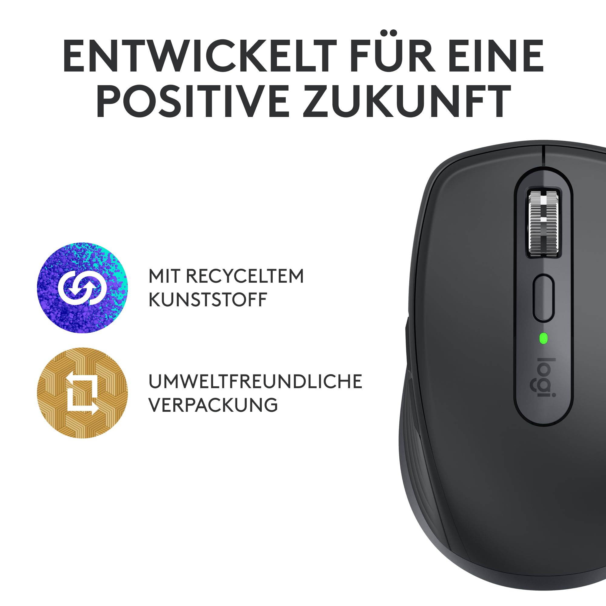 Logitech MX Anywhere 3S Compact Kabellose Maus, Fast Scrolling, 8K DPI Any-Surface Tracking, Quiet Clicks, Programmierbare Tasten, USB C, Bluetooth, Windows PC, Linux, Chrome, Mac - Graphit