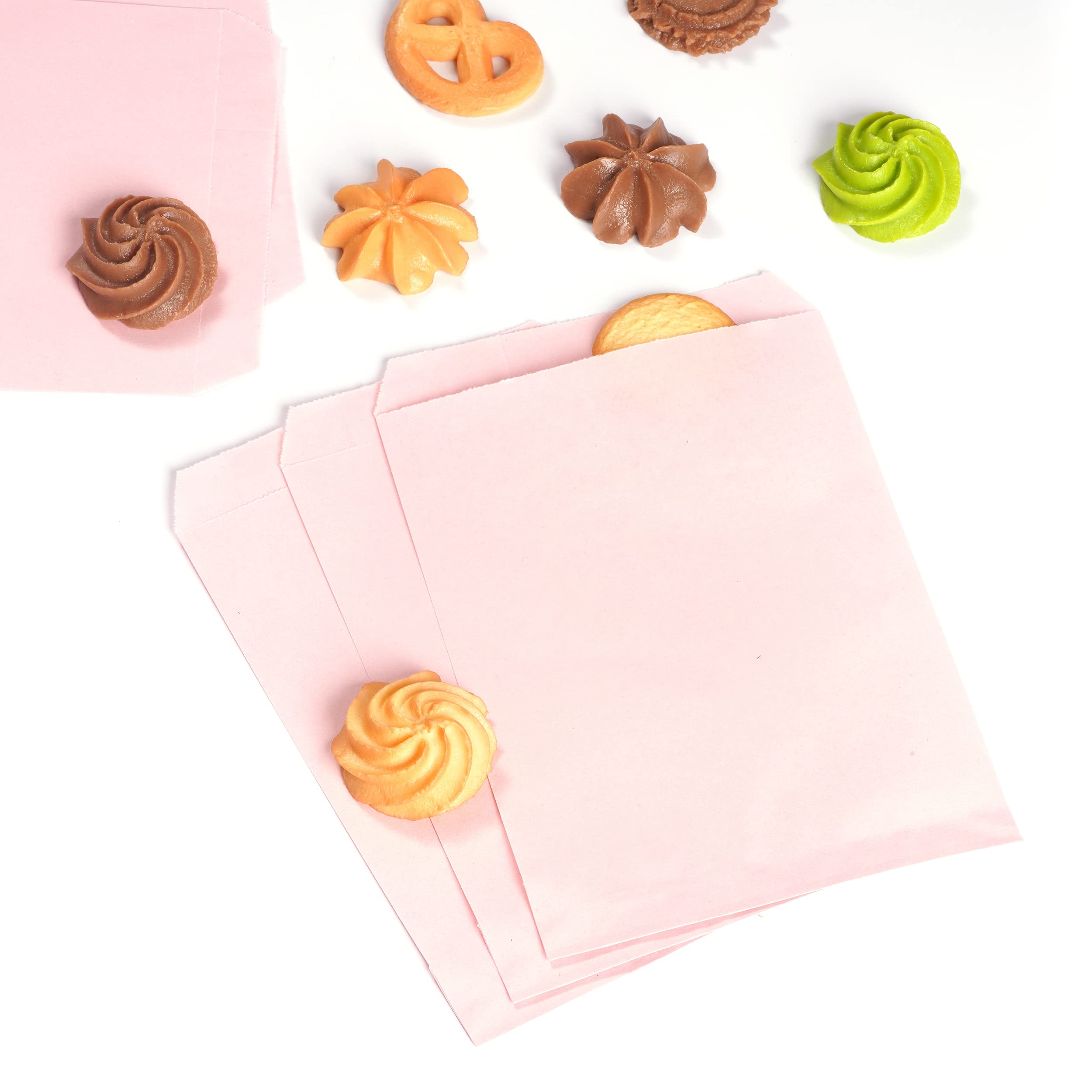 Quotidian Pink Flat Medium Kraft Paper Bags 5" x 7" (13 x 17.8cm) Pack of 100 - Treat Dessert Soap Wedding Party Favor - Image 3