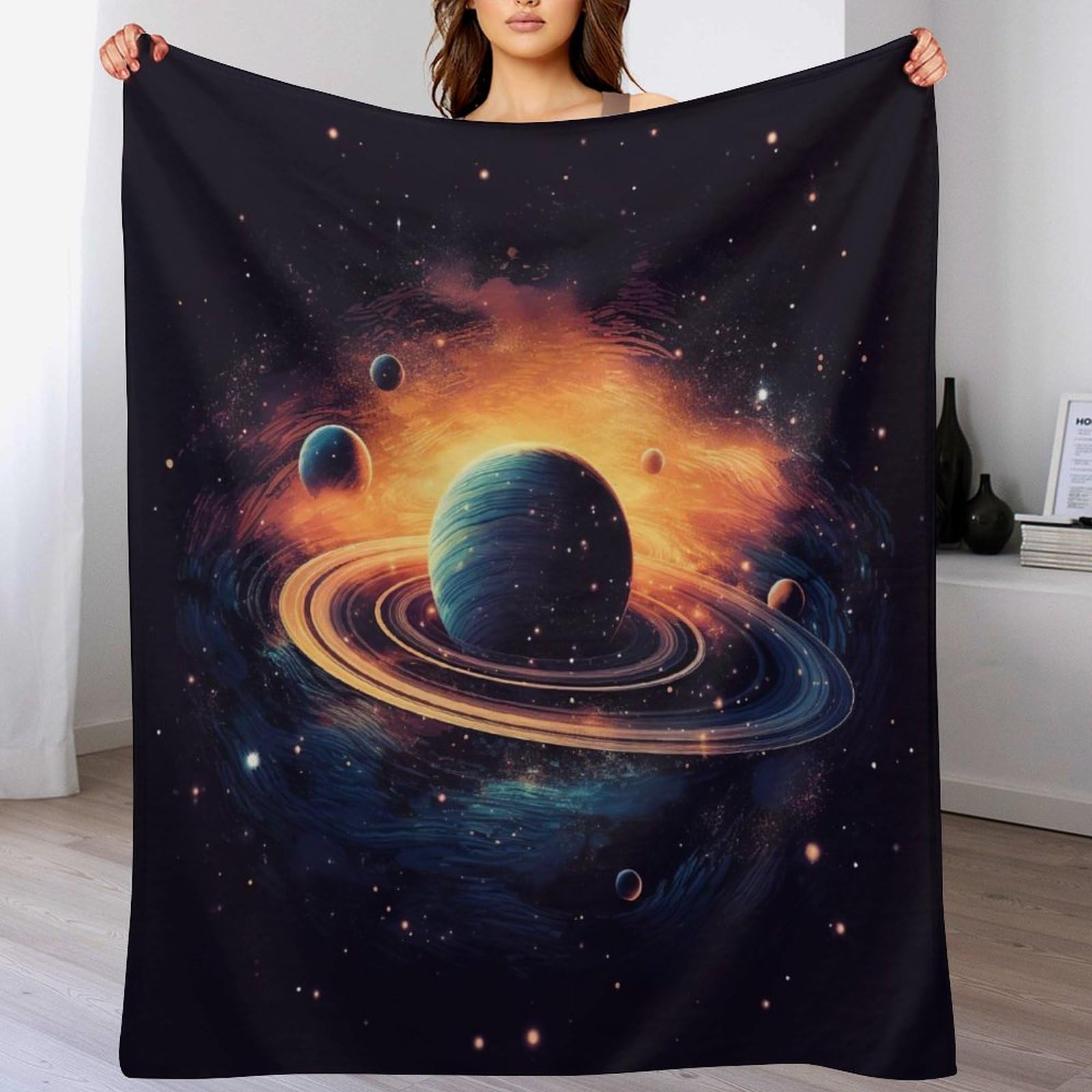 Couverture polaire ciel étoilé 140x180 en flannel moelleuse et douce haute densité