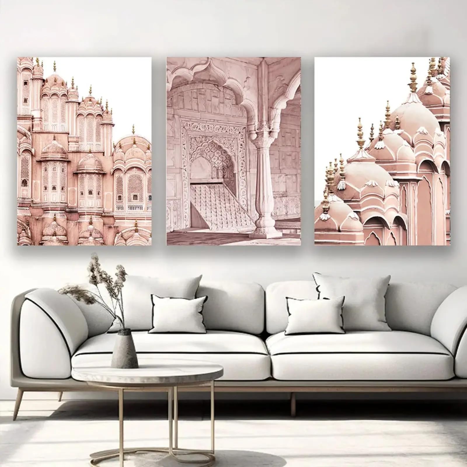 Impression paysage architectural arabe islamique déco murale 3 toiles