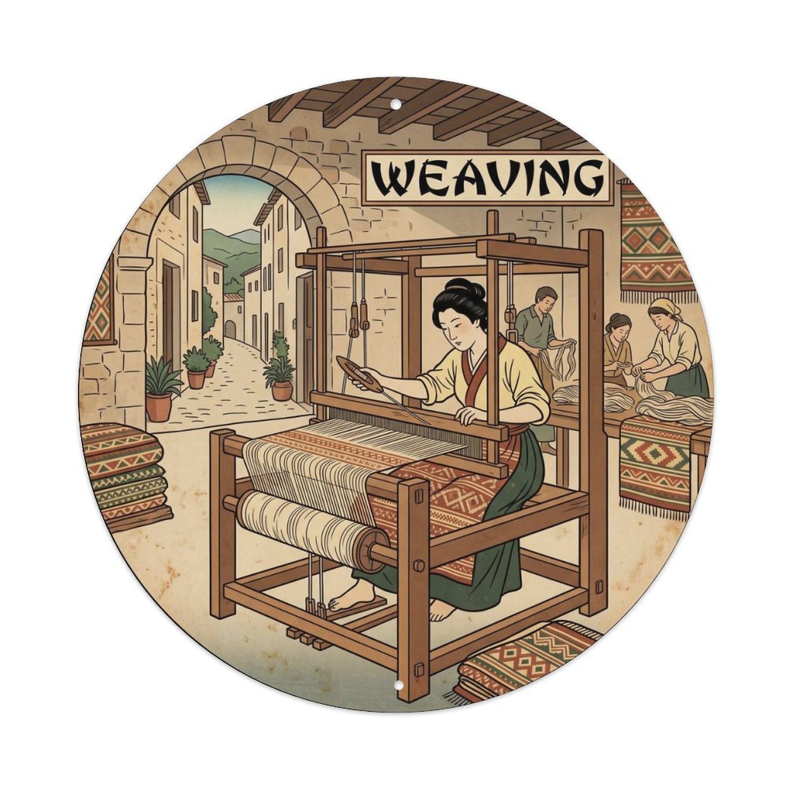 Mallorca Weaving Folk Culture Workshop Textile Metal Tin Sign
