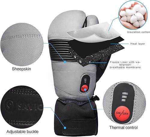 Miniatura 2 de SAVIOR HEAT Guantes de esquí con calefacción, batería recargable eléctrica, para hombres, mujeres, niños, invierno, snowboard, motocicleta,