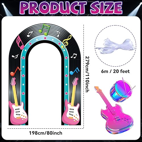 Miniatura 2 de Decoraciones para fiestas temáticas de los años 50, cartel retro de registro de regreso a los años 50, telón de fondo clásico colgante de música