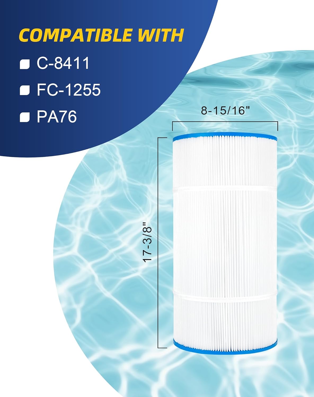 ZOTEE Pool Filter Cartridge Compatible with Hayward CX760RE, Unicel C-8411, FC-1255, Waterway Clearwater II 75, 1 Pack