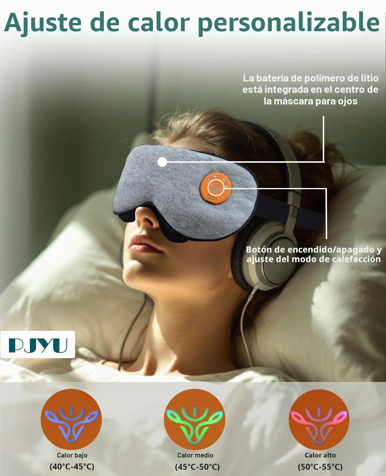 Máscara térmica para ojos secos, máscara de ojos recargable, compresa de ojos cálida para orzuelos y tratamiento de blefaritis con diseño de luz de bloque, correa ajustable y bolsa, lavable