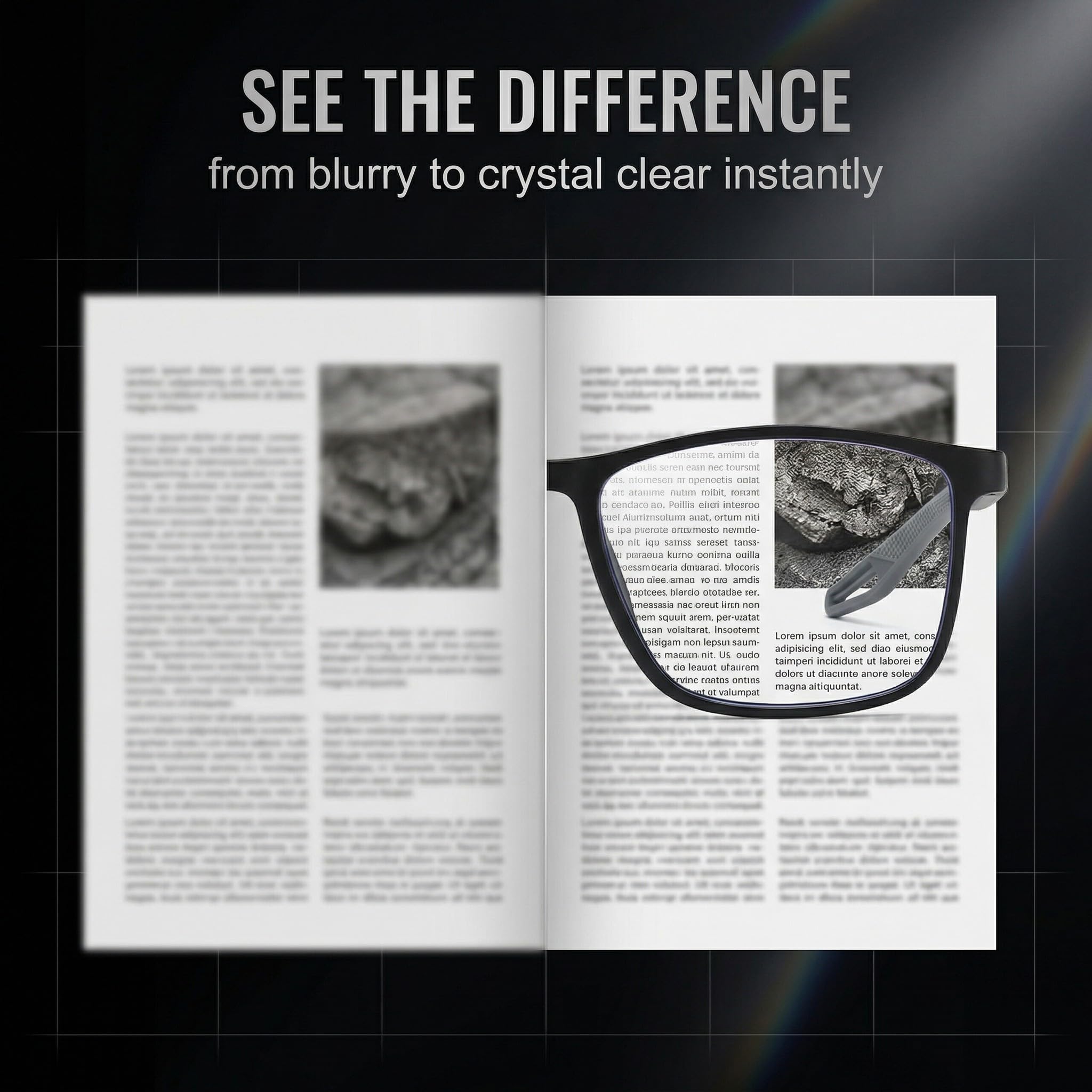 GWEOR 3 Pares Gafas con Enfoque Automático y Ajuste Automático para Diferentes Necesidades Visuales, Incluidas 3 Fundas Negras y 3 Paños para Gafas — view 4