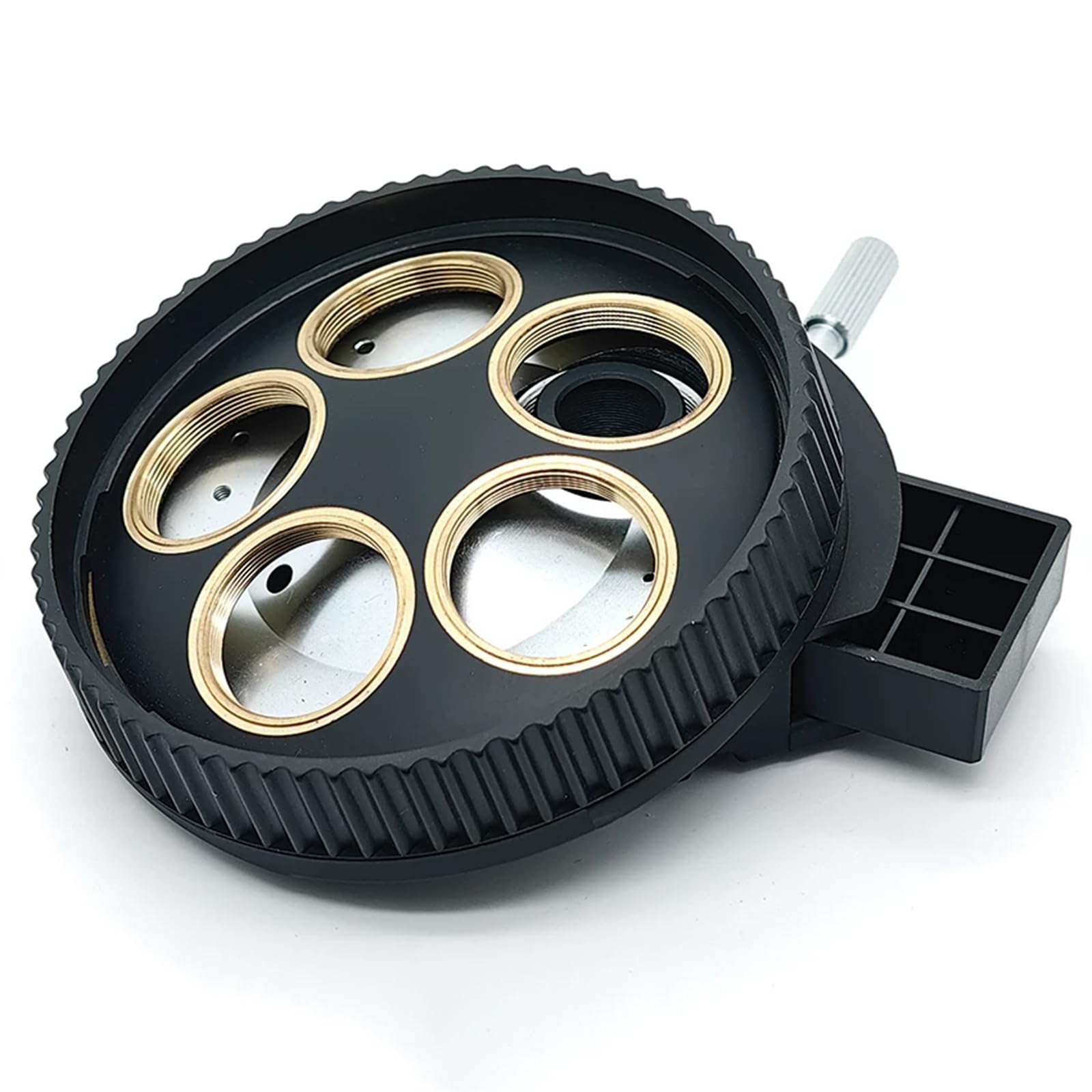 Adaptador De Objetivo para Microscopio, Torreta De Objetivo M26 De 5 Orificios, con Montura De Cola De Milano, Ajustable Paracéntricamente, 103 Mm De Diámetro, para Microscopios Industriales