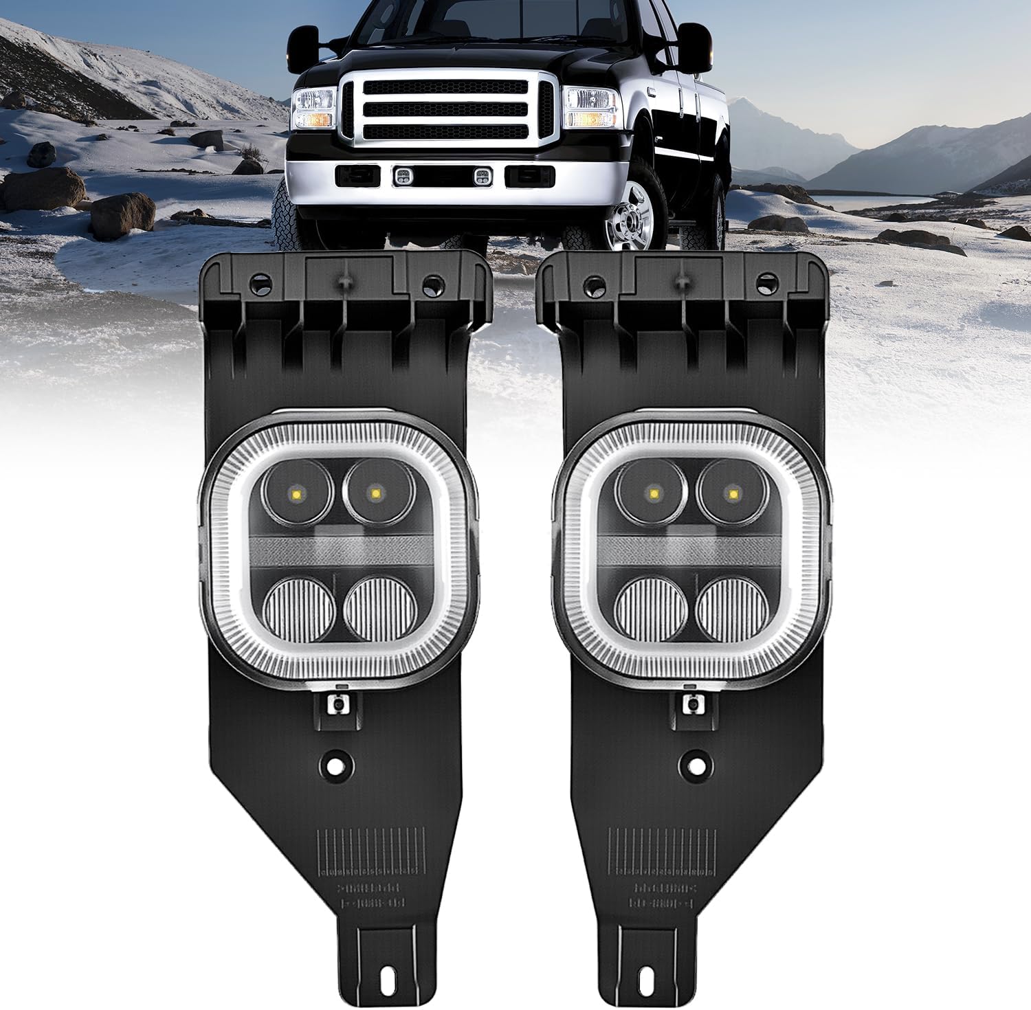 Nilight LED Fog Light Assembly Compatible with 2005 2006 2007 F250 F350 F450 F550 Super Duty 2005 Ford Excursion with Daytime Running Lights Driving Lamp Pair Plug and Play Driver and Passenger Side