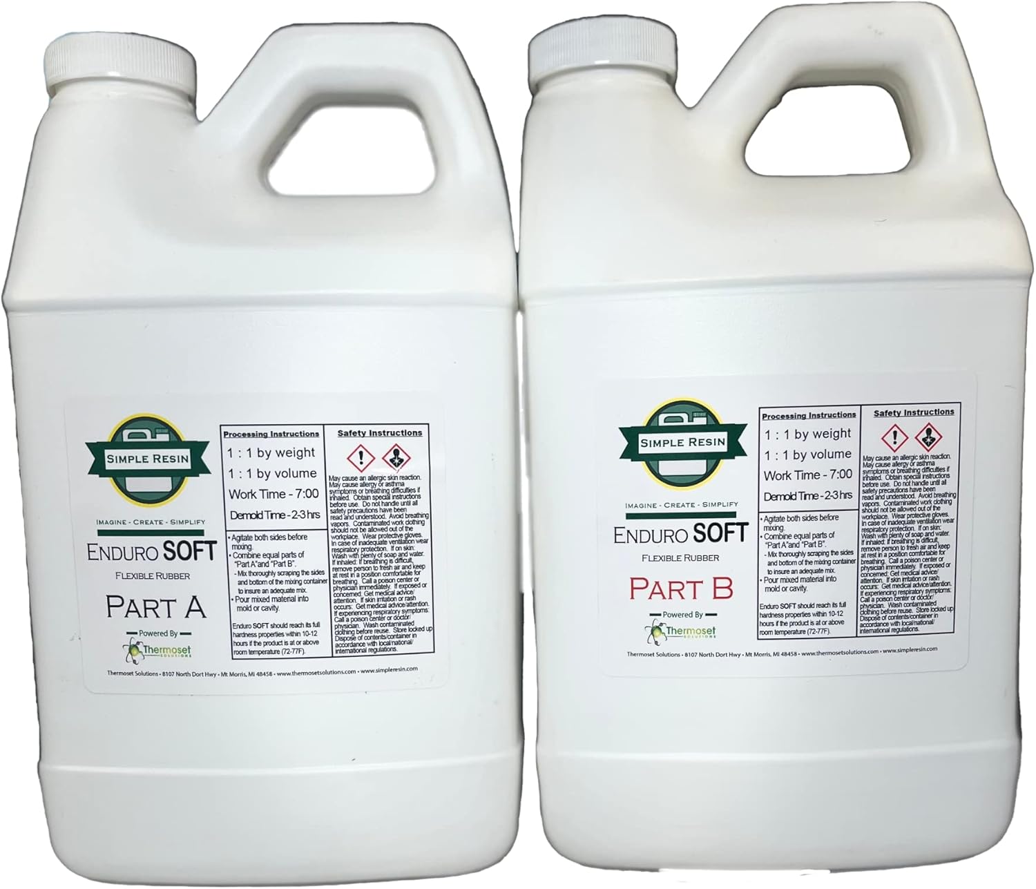 Enduro Soft - 2 Part Liquid Polyurethane Casting Rubber - Durable, Rubber Casting Resin - Soft Rubber Feel (4 lb kit (64 oz kit))