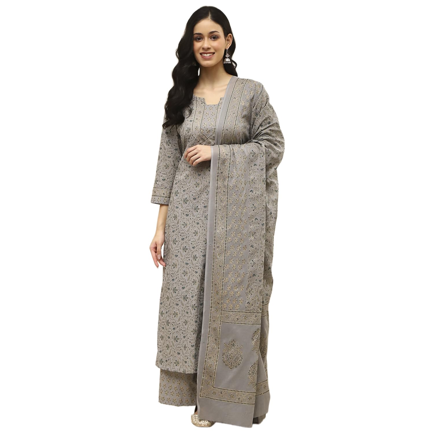 biba Women's Assorted Cotton Hand Block Print Unstitched Suit Set-picture-38