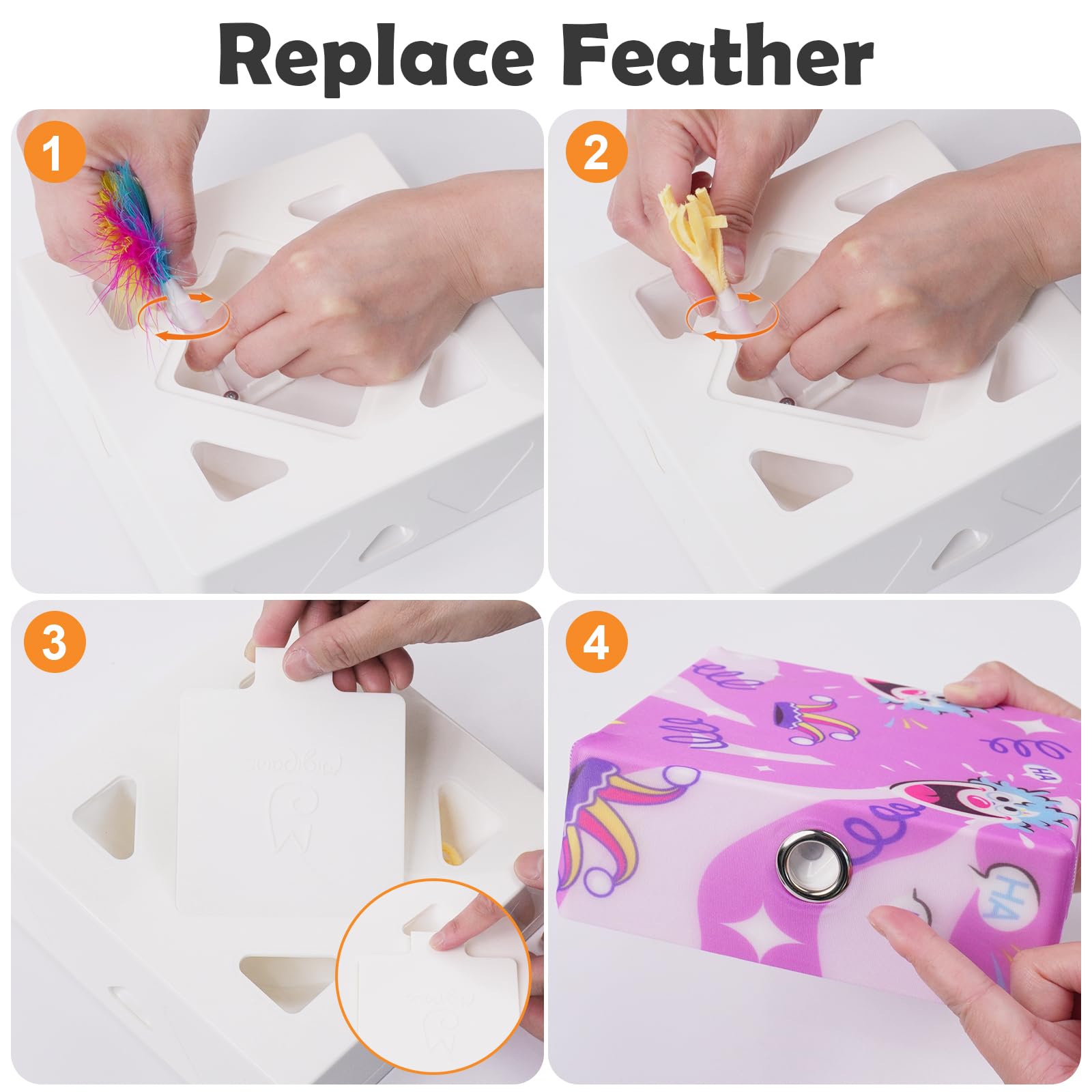 Migipaws Juguete interactivo para gatos blancos con bolsa de tela morada, juego de persecución de ratones alimentado por IA, sensor inteligente, recargable, duradero y divertido de pelota de bricolaje