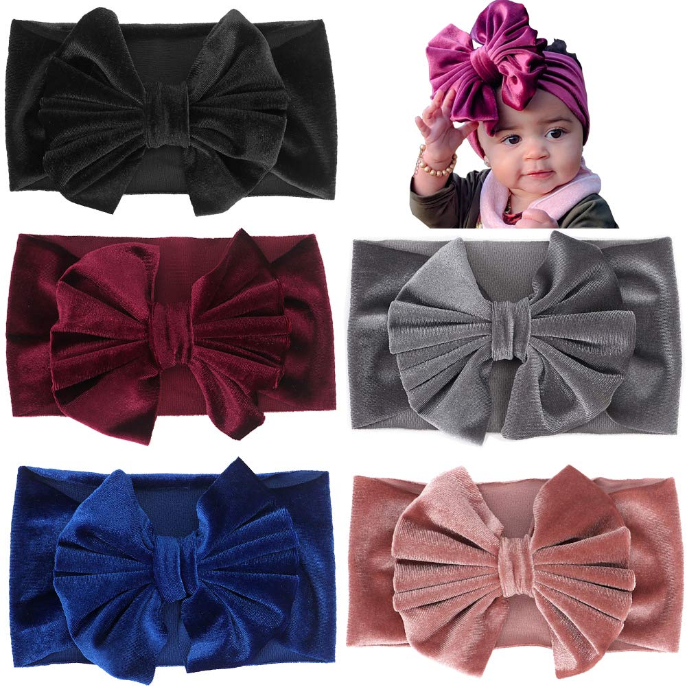 SuperiManWide Band Velvet Headband for Baby Girls,Toddler Girls Bows Turban Head Wrap Hair Bands Photography Props Hairband
