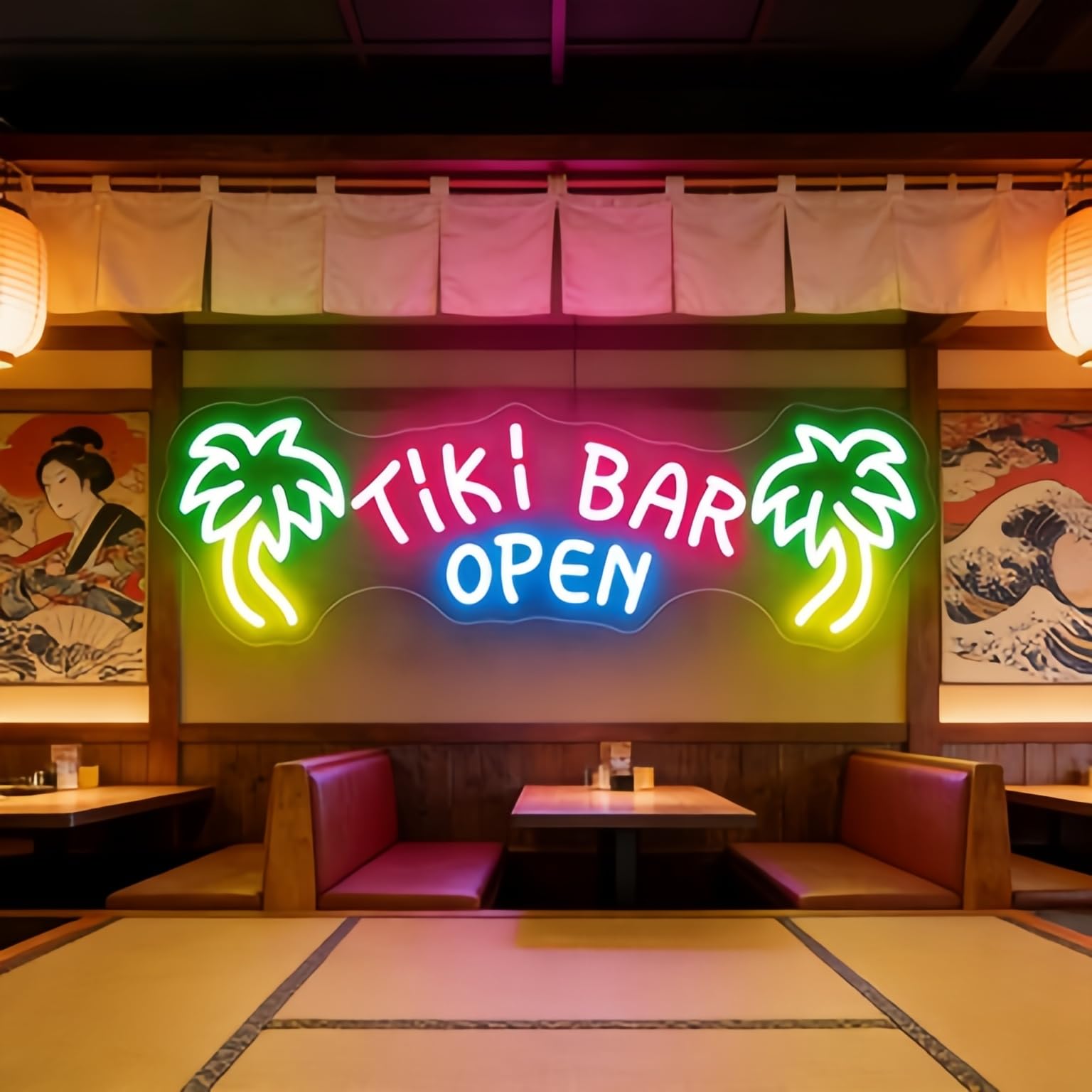 Panneau néon ouvert Tiki Bar LED Décoration pub