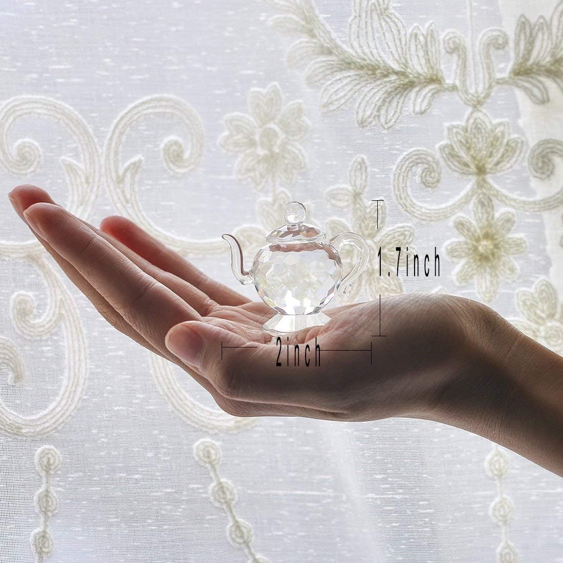 H&D HYALINE & DORA Crystal Collectible Figurine Decor for Home, Office Table, Crystal Elephant and Chinese Teapot