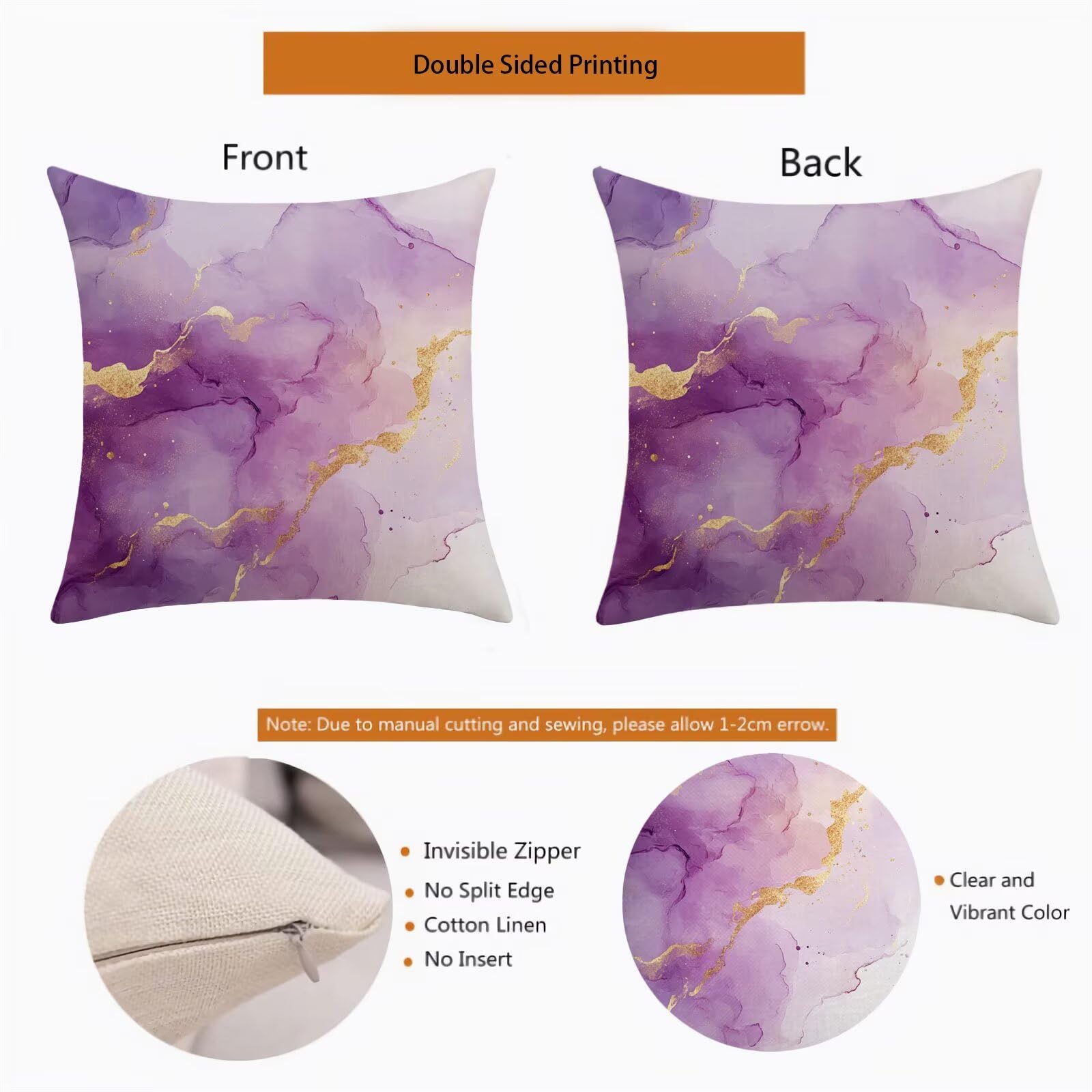 Viola Cuscini per Divano Esterno Giardino Astratto Cuscini 55x55cm Grandi Copricuscini per Divani Impermeabili Linoi Cushion Covers per Interno/Esterno Balcone Patio Estate Decor Regalo,Set di 4 BZ-45