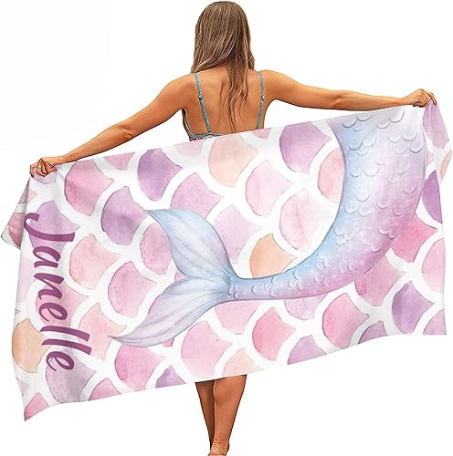 Miniatura 8 de KEEPASSION Toallas de playa personalizadas con nombres, color arcoíris, teñido anudado, toalla de playa personalizada con nombre, toalla de baño de