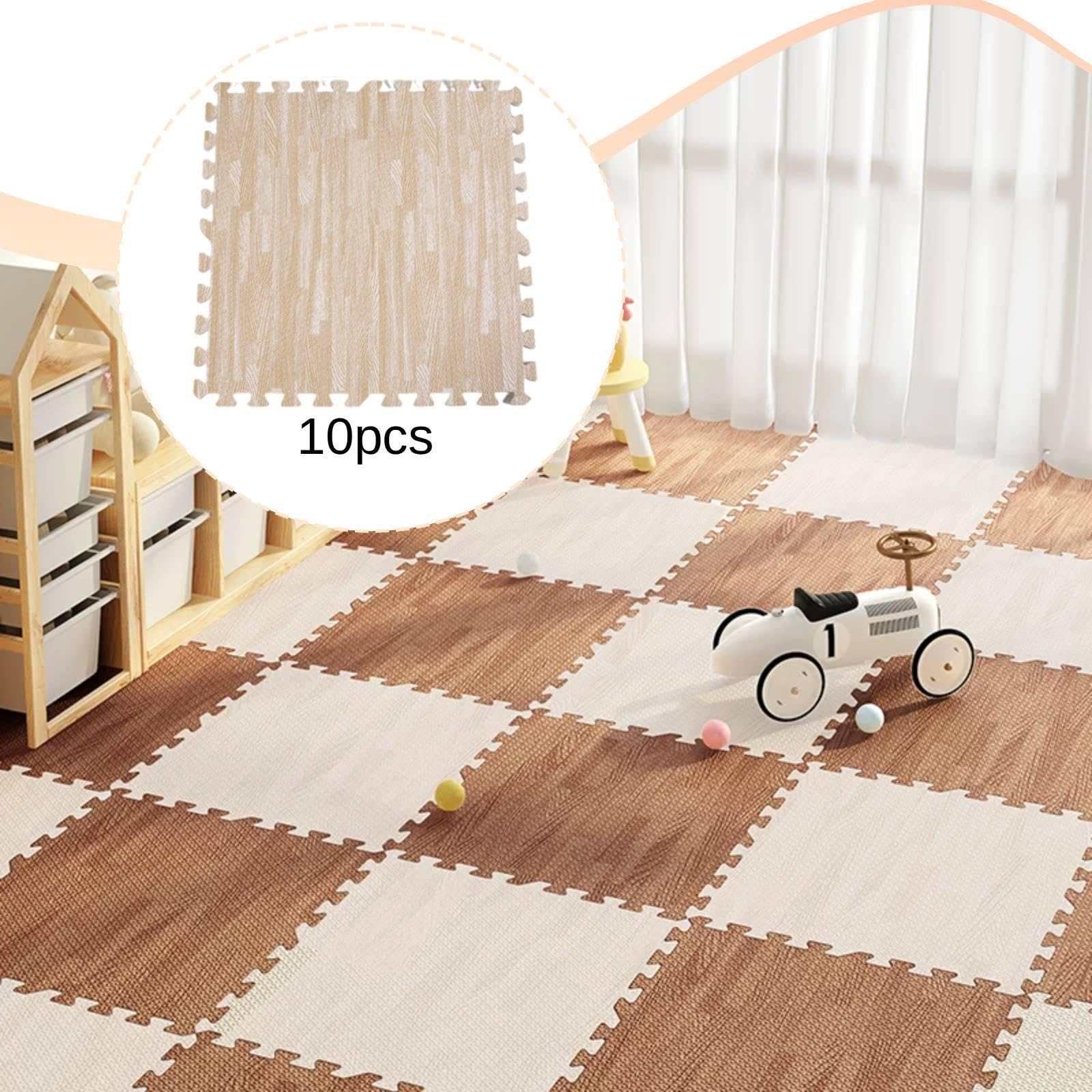 10 Stück Bodenmatte Schaumstoff Fliesen Matte Kinder Spielmatten Puzzle Krabbelmatte Bodenplatten mit Anpassbarer Fläche Und Leichter