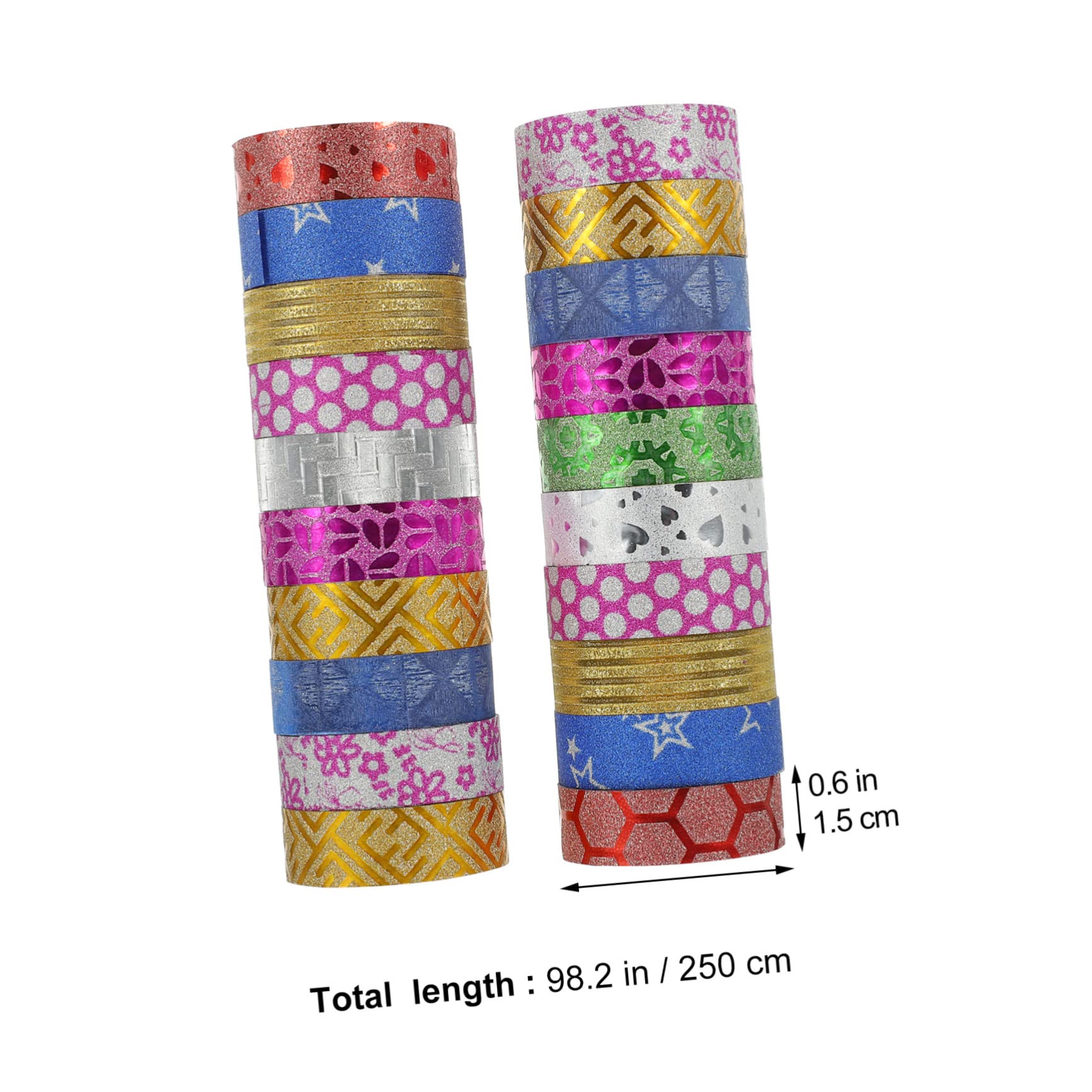 LALAFINA Nastro Washi Glitterato per Ragazzo Ragazza, 100 Pezzi Decorativi | Carta Motivo Delicato, per Journal e Planner, Set Portatile per Progetti DIY