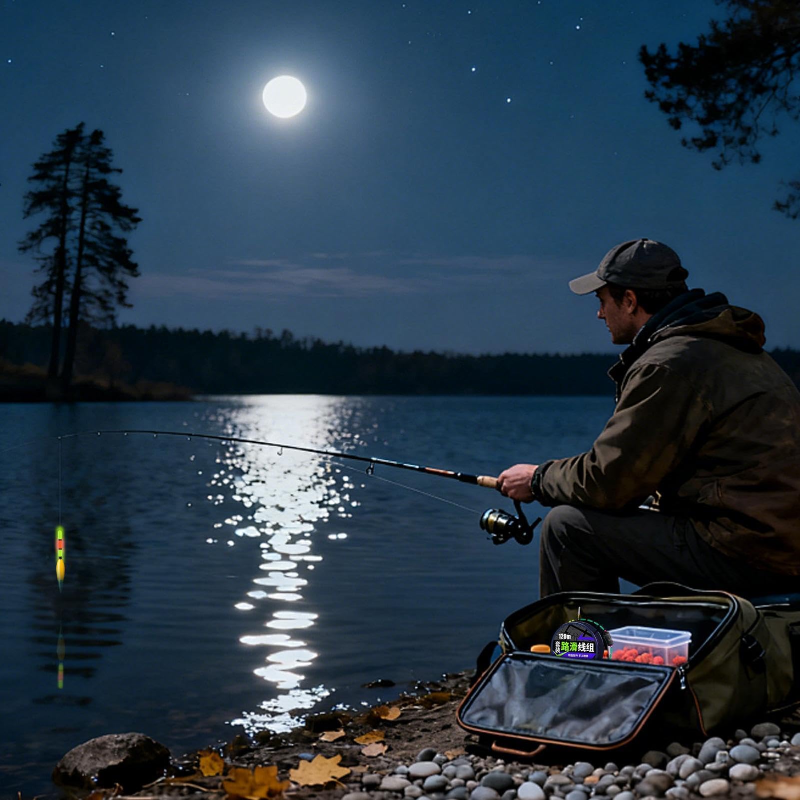 Set di lenze da pescas automatiche per la ricerca del fondo, set di lenze da pescas bobber automatiche pre-annodate da 120 m con galleggiante che cambia colore per acqua dolces e salata