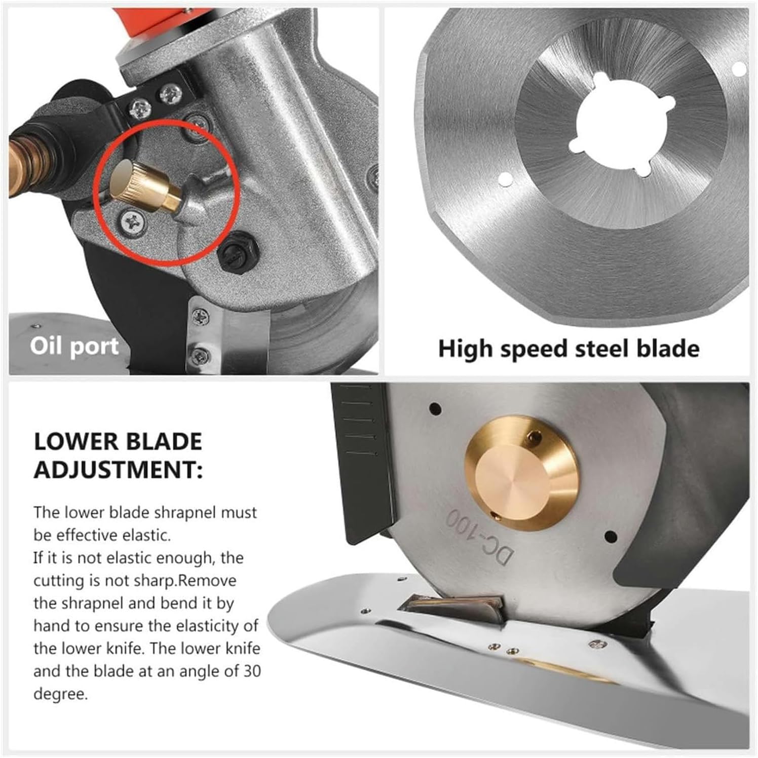 Máquina cortadora de tela inalámbrica, tijeras giratorias eléctricas para cortar telas multicapa, cuero y alfombras, con hoja de 100/125 mm y batería de 2000 mAh, grosor de corte de 37 mm