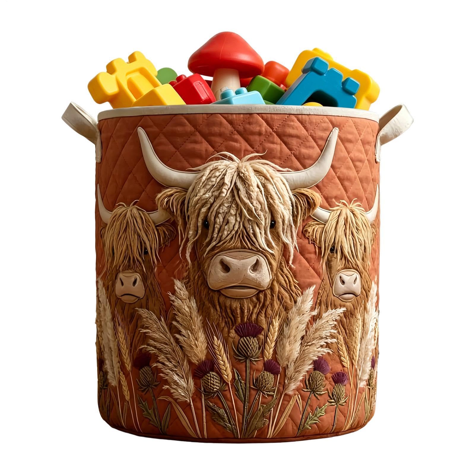 Gesteppter Aufbewahrungskorb | Großer dekorativer Organizer | Gesteppte Wäschekörbe Mit Griffen | für Snacks, Puppen, Bücher, Kleidung, Wohnzimmer, Dusche, Wohnheim, Apartment und Schlafzimmer