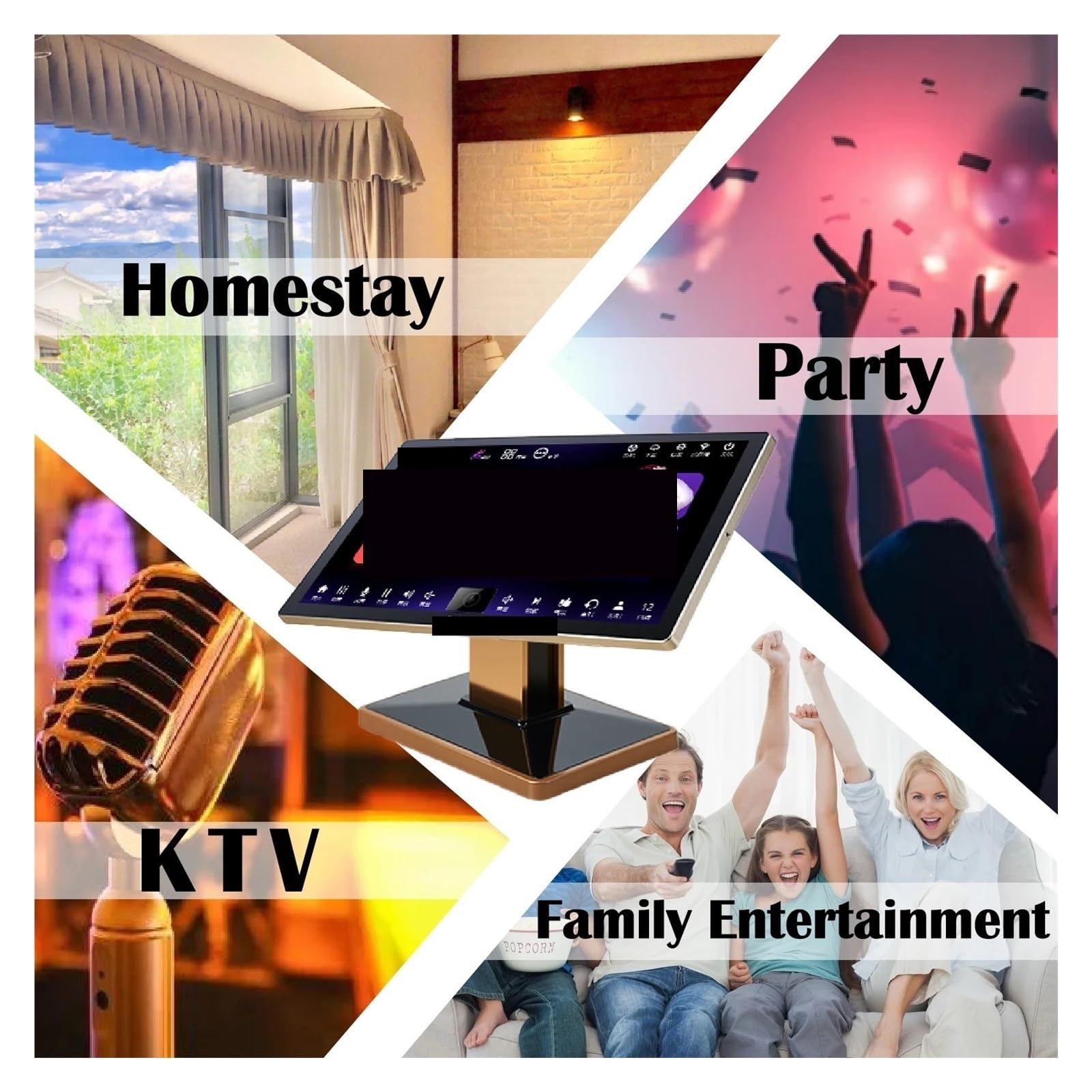 21,5-calowy Dotykowy Karaoke 2 Mikrofony Bezprzewodowe Bluetooth Reverb Cloud Songs Home KTV Party Machine System „wszystko W Jednym” Czysty OdbióR DźWięKu