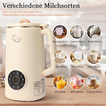 Nussmilchmaschine multifunktional automatisch hausgemachte pflanzliche Kuhmilch Soja Mandel Hafer Kokosnuss Saft1000ml Sojamilchmaschine