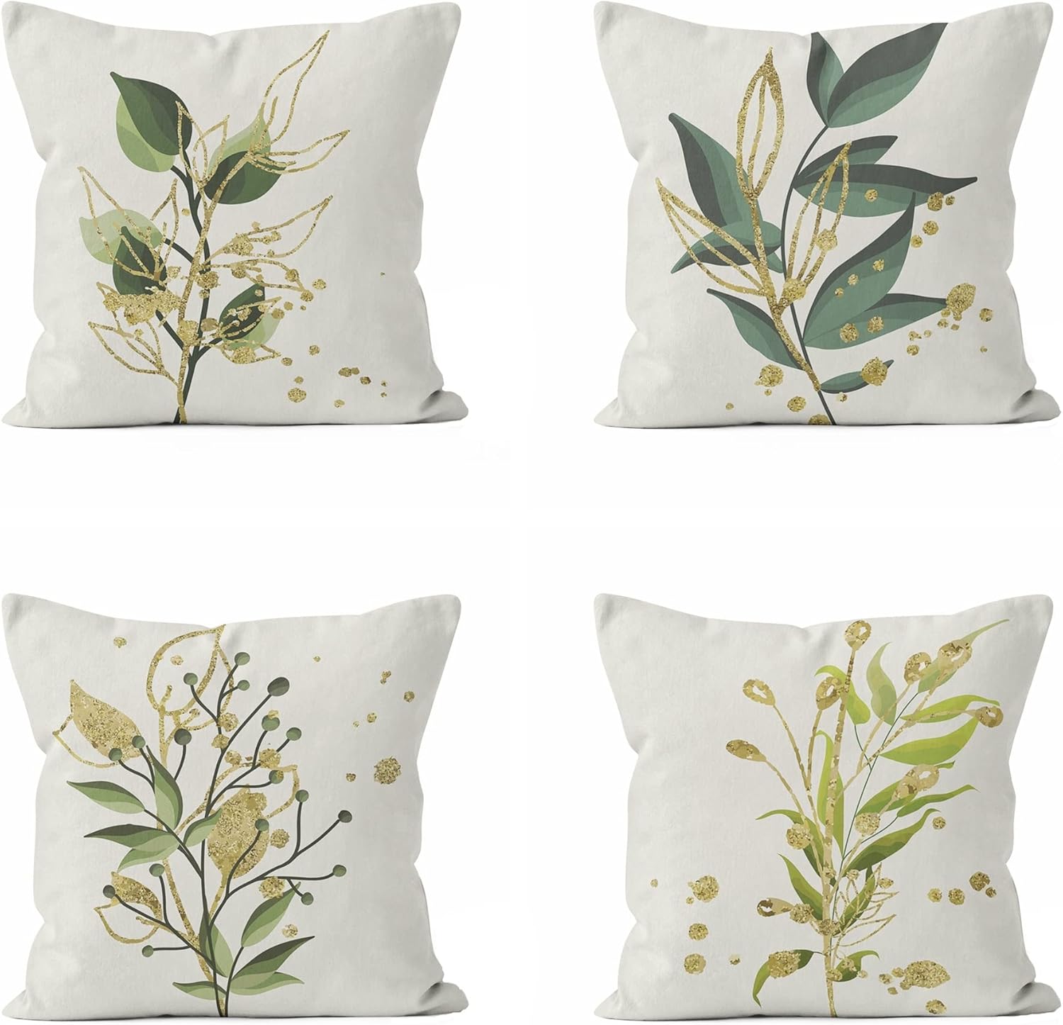 Gold Green Throw Pillow Covers Spring Throw Pillow Covers Botanical