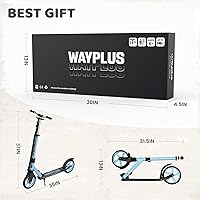 Vista 7 de Kick Scooter for Ages 6+,Kid, Teens & Adults. Max Load 240 LBS. Foldable, Lightweight, 8IN Big Wheels for Kids, Teen and Adults, 4 Adjustable Azul