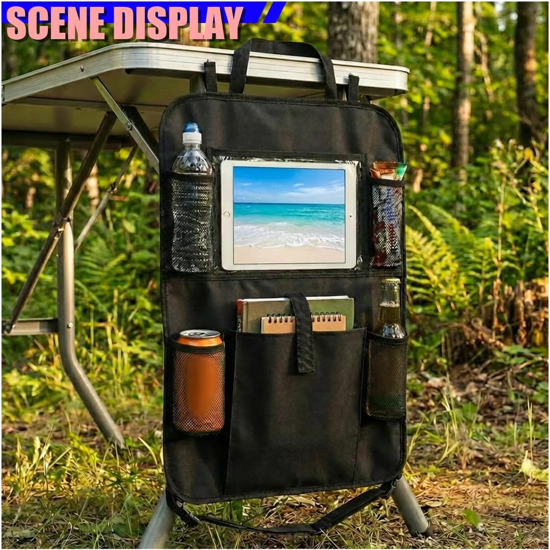 Car Backseat Organizer, Water-Resistant Oxford Fabric Automotive Back Seat Kick Mats Protector with Touch Screen Tablet Holder, Stain Resistant Car Travel Essentials Accessories(Large) image 4