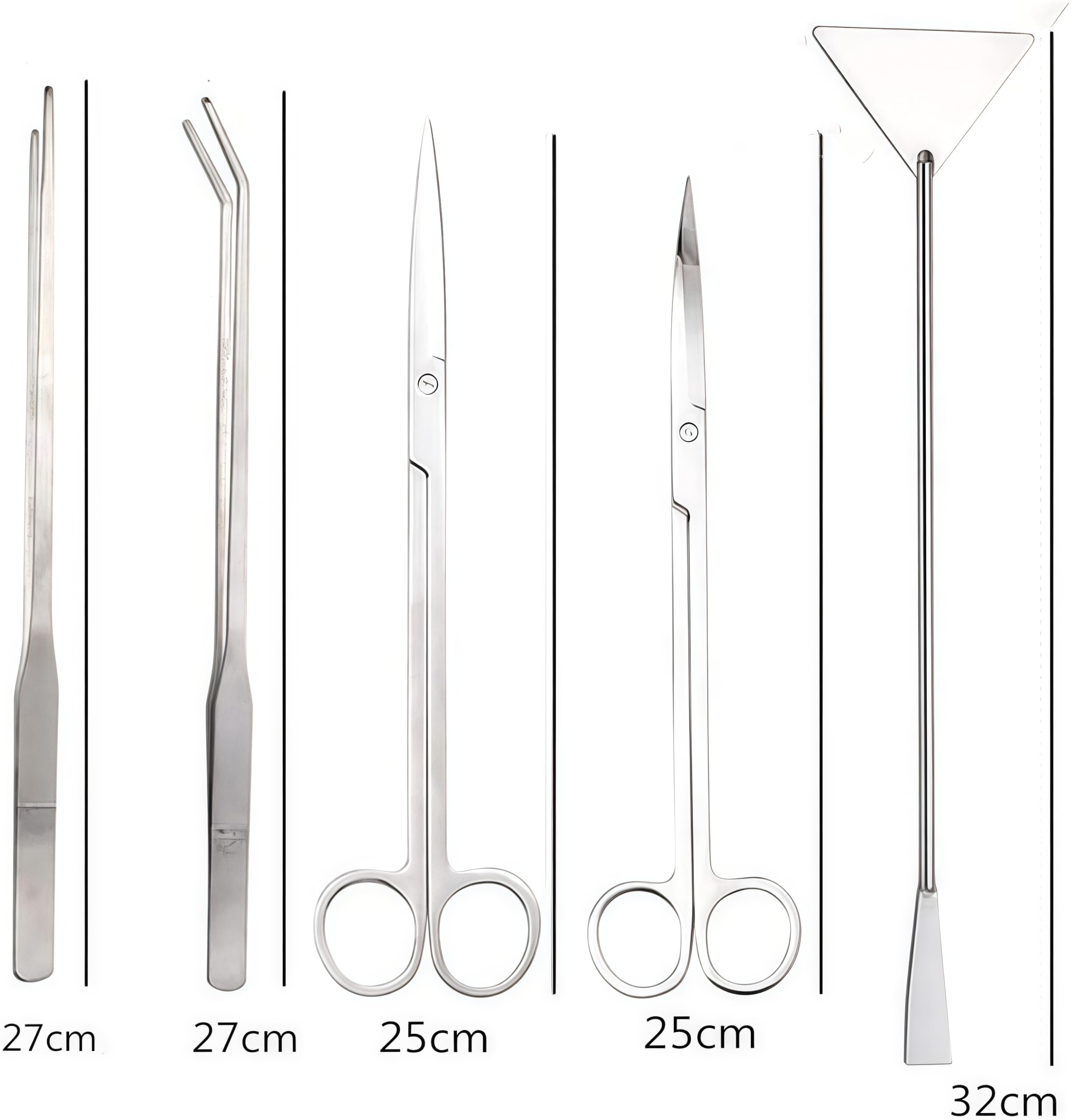 Piante Acquario Attrezzi Set,5 in 1 in acciaio inox,Forcipe,Forbici,Acquari e pesci Starter Kit per l'acquario Landscaping