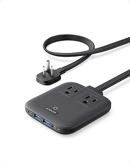 Anker Nano 67W 6-in-1 Travel Power Strip: 2 AC, 2 USB-C PD, 2 USB-A, Slim Flat Plug & 5ft Cord - Cruise & Office Essential