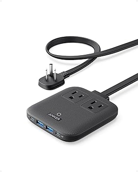 Anker Nano 67W Travel Power Strip 6-in-1 USB C Charger with 2 AC + 2 USB-A + 2 USB-C, 5ft Cord