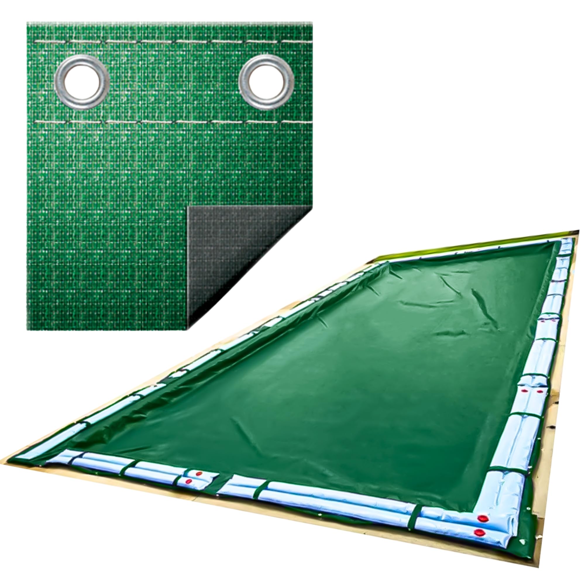 SWIMLINE HYDROTOOLS Supreme Guard Heavy Duty Winter Pool Cover for Inground Swimming Pools | for 18 X 36 FT Rectangle Pools | 23 X 41 FT Cover Size | Green/Black | Water Tube Sleeves | CO122341R