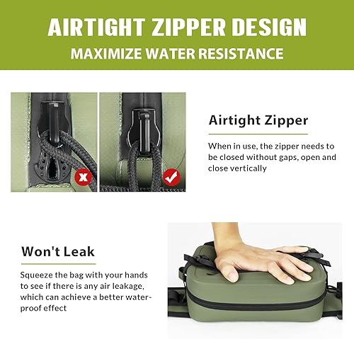 Miniatura 8 de THKFISH Riñonera de pesca impermeable con soporte para caña de pescar, cierre hermético con cremallera, bolsa ligera para pesca con mosca