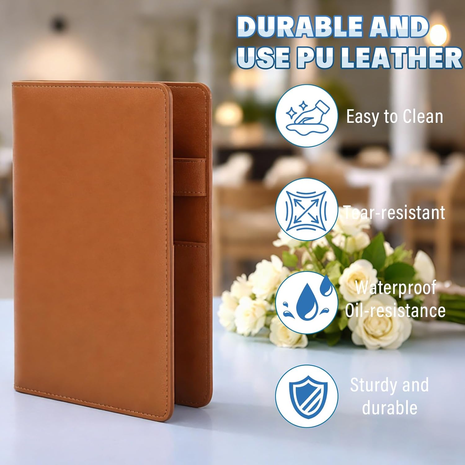 Honoson Server Guest Check Book Holder Set, 6 Pack Server Books with 2 Zipper Pockets and 30 Pack Guest Checks Waitress Notepad for Cafe, Restaurants, Bar, Paper Checks 50 Sheets/Pack(Classic Color)