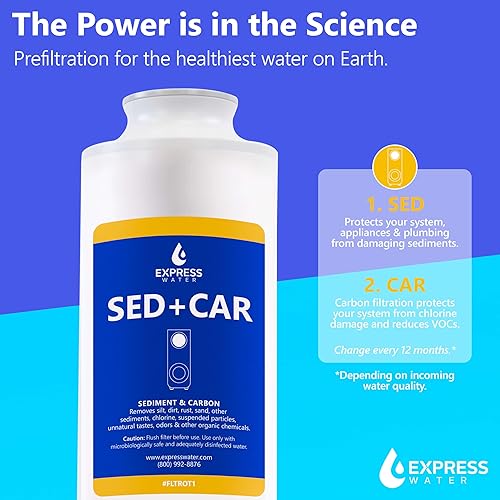 Miniatura 5 de Express Water 1 etapa de reemplazo de prefiltro de sedimento y carbono para el sistema de ósmosis inversa sin tanque modelo 6 ROT600MBN y