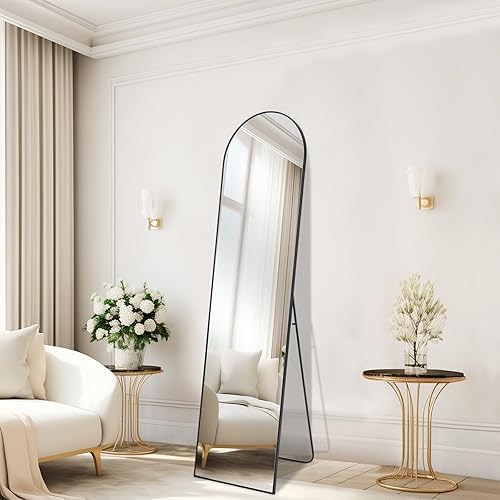 Espejo de longitud completa de 59 x 16 pulgadas, espejo de pie para colgar o inclinarse, espejo de cuerpo completo con soporte, espejo de pared con
