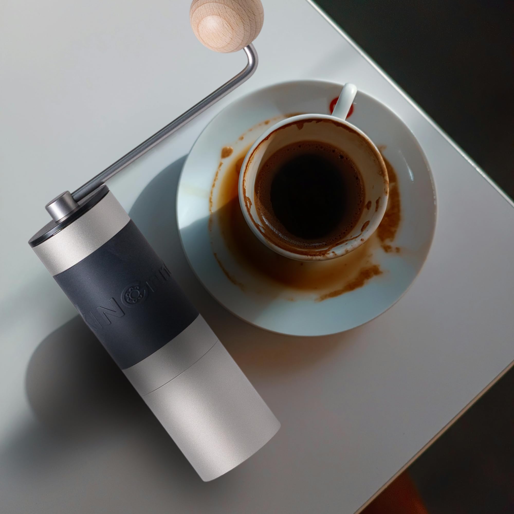 【Srebrny】KINGrinder K2 ręczny młynek kawa stalowy żarna | Kompatybilny z ustawieniami mielenia pour-over i espresso